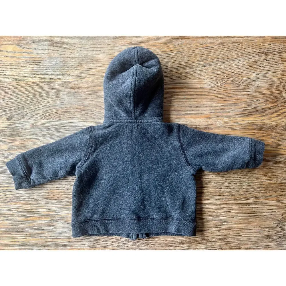 Baby Gap Sherpa Lined Zip Hoodie Jacket Charcoal 6-12 Months